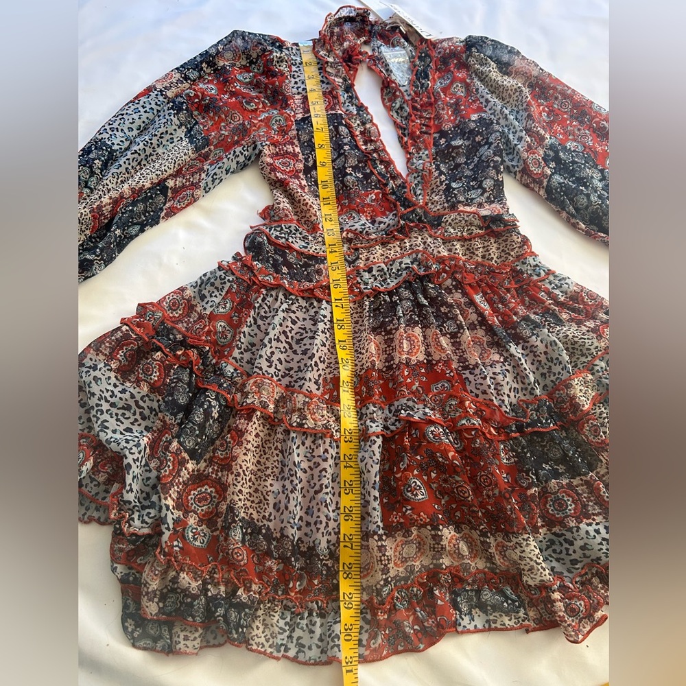 NWT Olivaceous Patchwork Open Back Minidress Smal… - image 11